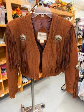 vintage Alamo Leather Wear brown cropped western suede jacket